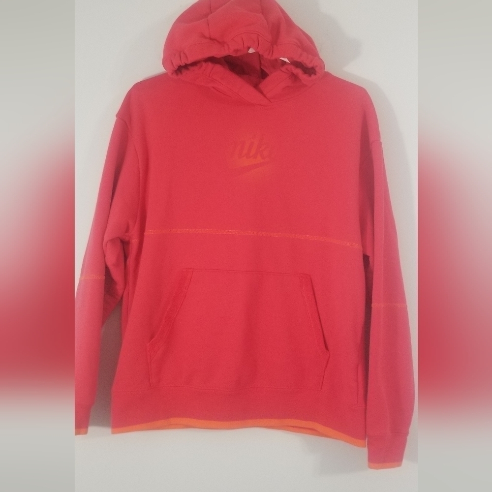 Nike Hoodie. Pink with Orange Accents. Front Ombre Nike Logo. Size Womens Small.